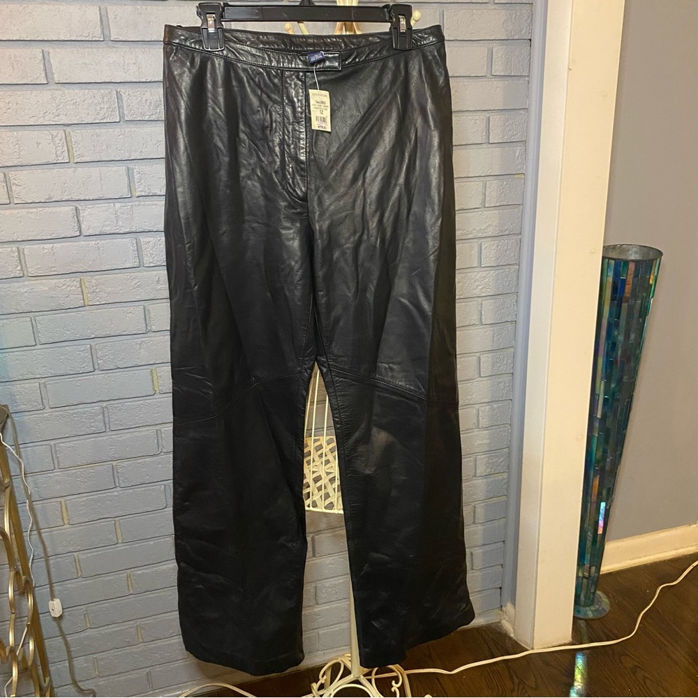 Ann Taylor Black Leather Pants NWT Size 12